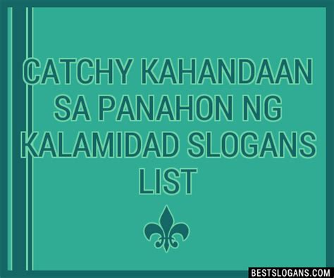 Tagalog Kahandaan Sa Kalamidad Slogan Ideas.